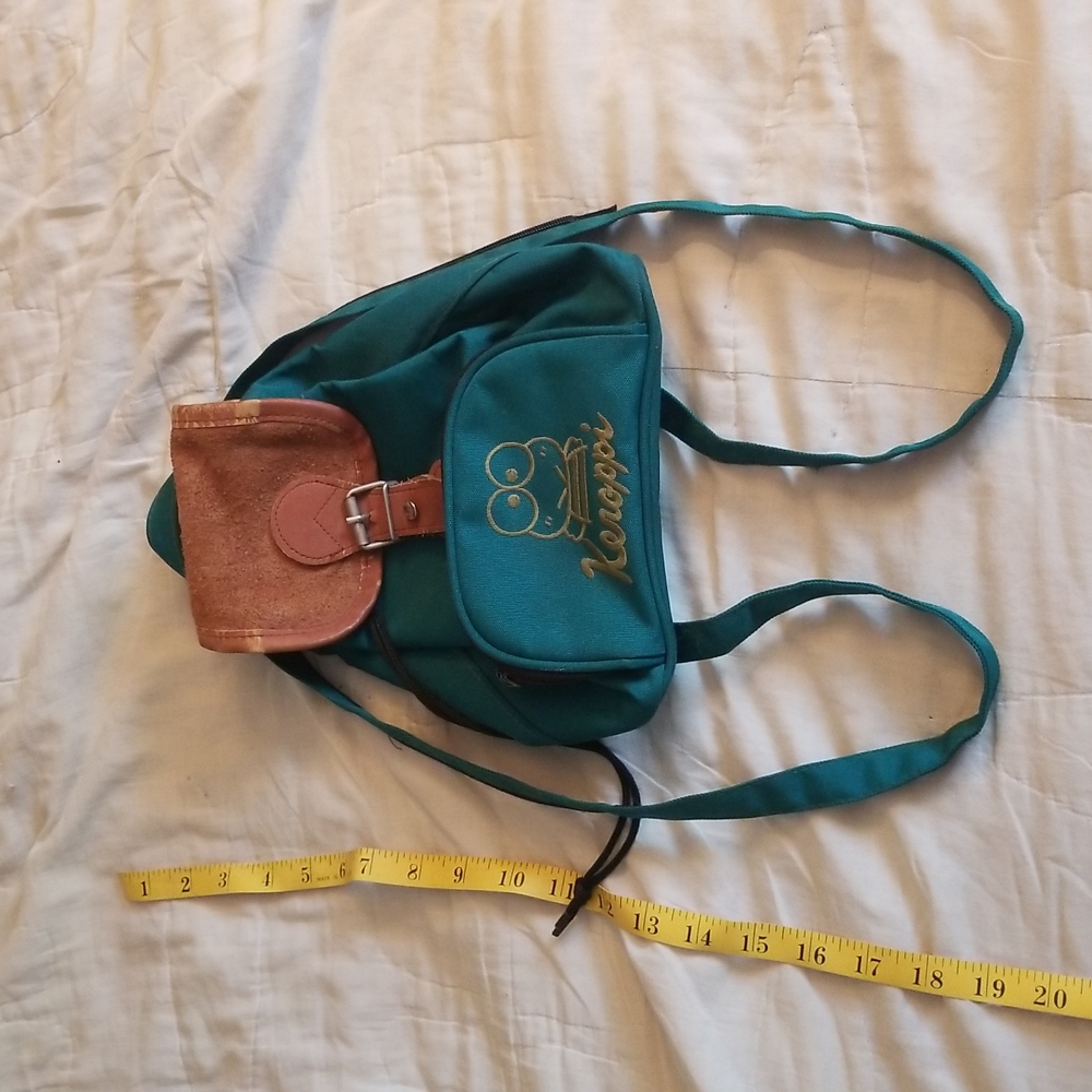 Vintage Green Keroppi Backpack Purse w/ Suede Flap